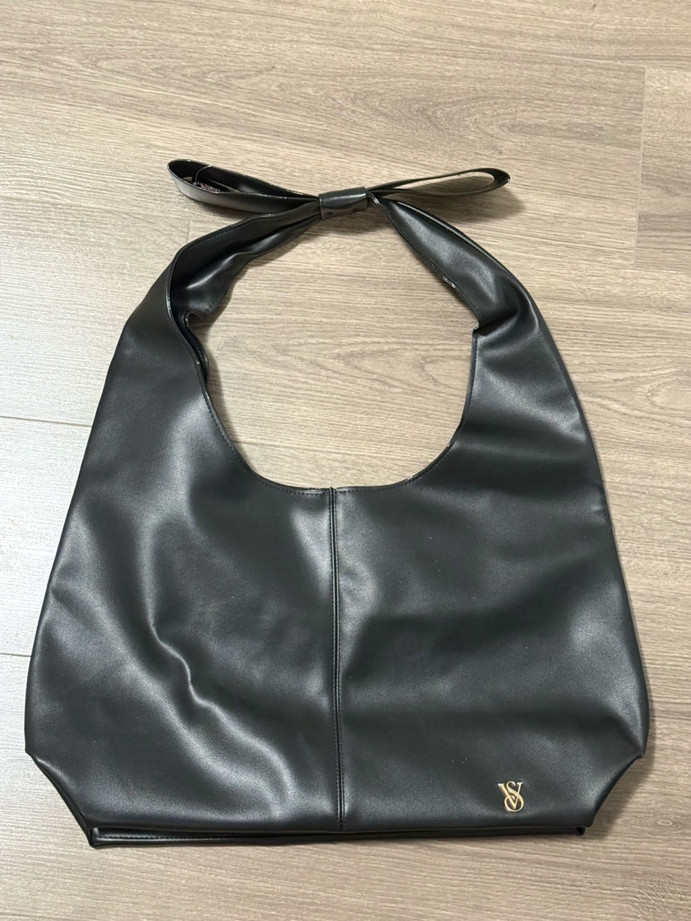 Victoria's Secret Black Shoulder tote Bag with Bow Strap